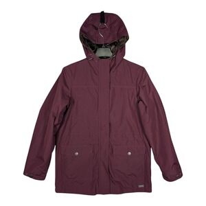Med Natural Reflections Maroon Hooded Warm Rain Jacket With Faux Fur Lining